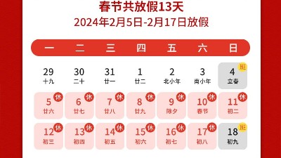 瑞龍呈祥，新年新禧丨靈科超聲波2024年春節(jié)放假通知